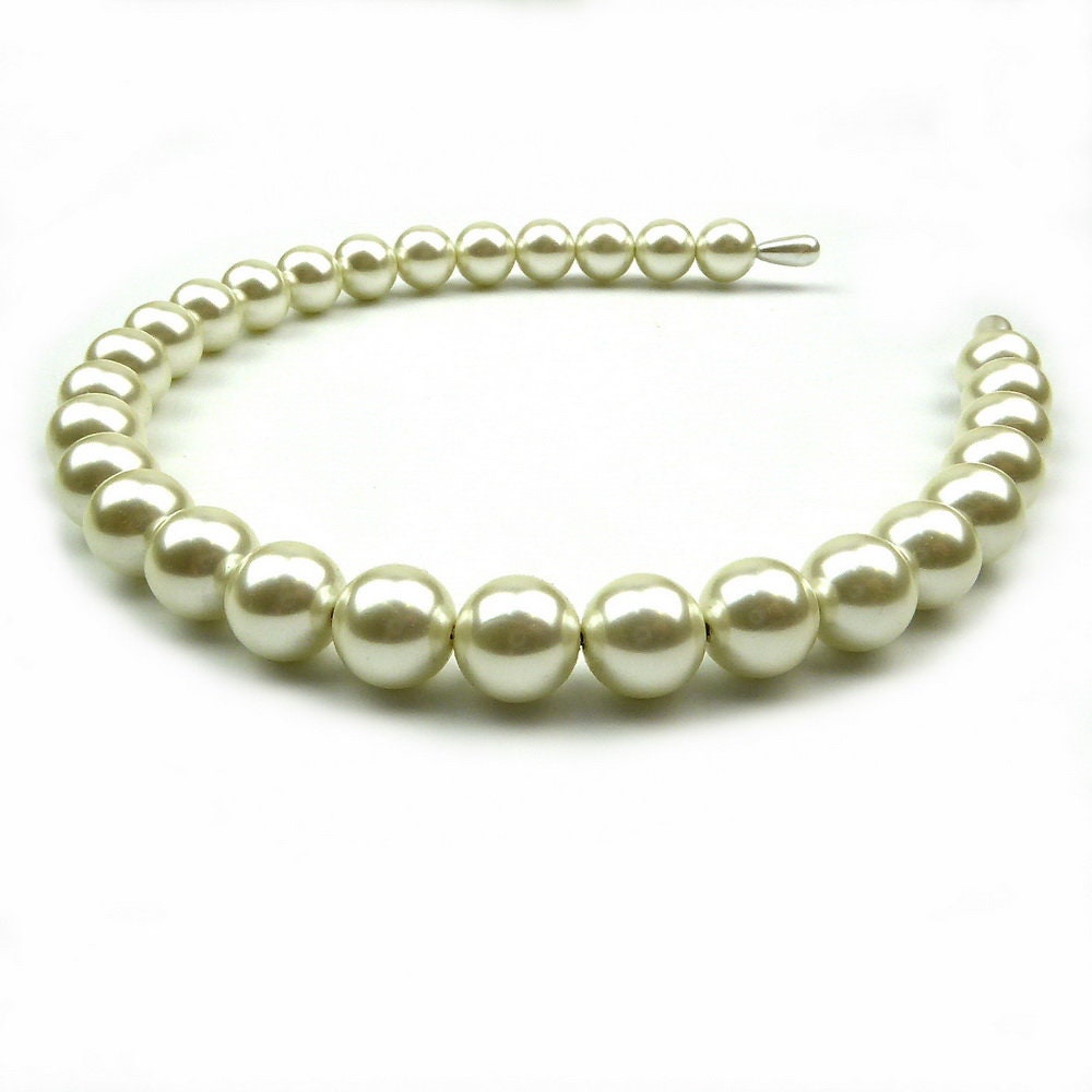 Serre tête couronne en grosses perles nacrées