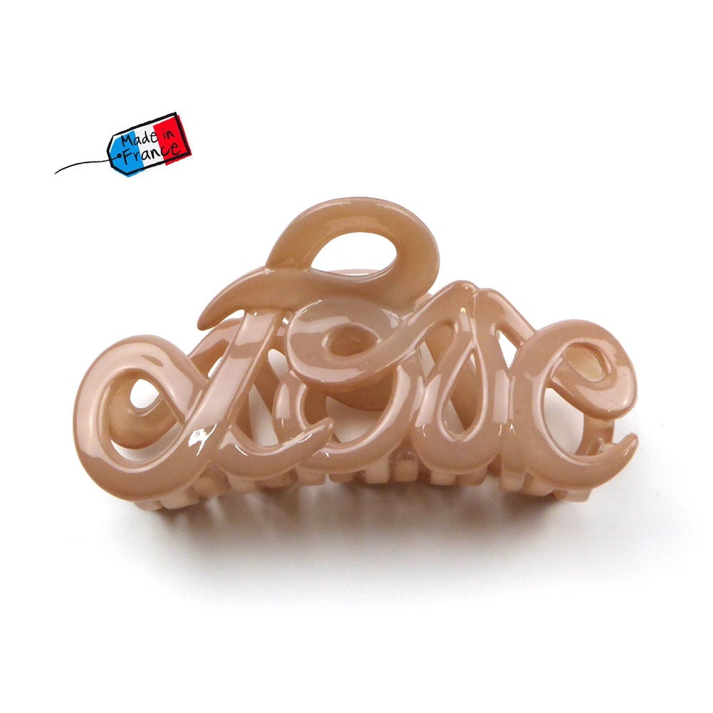 Pince à cheveux "Love" 8,5cm en acétate, élégante, Made in France