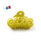 Pince à cheveux "Love" 5,5cm en acétate, jaune, qualité premium, Made in France