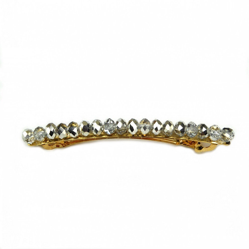 Barrette cheveux perles cristaux 8.5cm