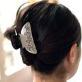Pince à cheveux fleur cristaux 8 cm - Blanc