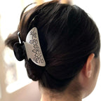 Pince à cheveux fleur cristaux 8 cm - Blanc