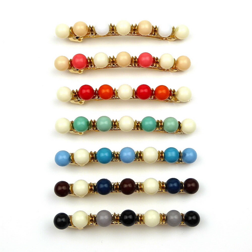 Barrette cheveux 8cm, perles ronde fantaisie