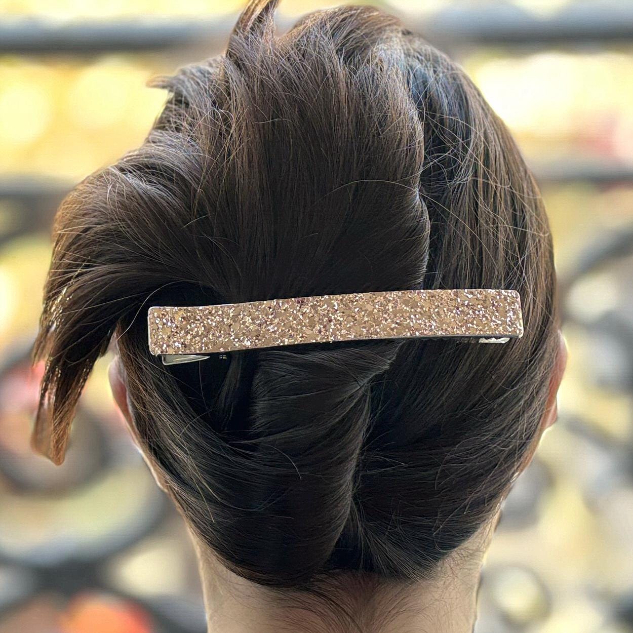 Grande pince cheveux paillettes 12.5cm