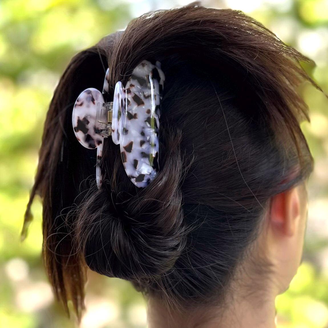 Pince à cheveux crabe en acétate motif écaille de tortue – 8,5 cm