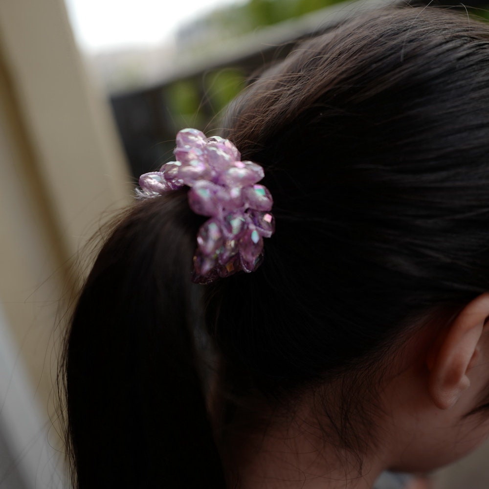 Chouchou élastique cheveux perles irisé