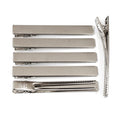 Pinces cheveux crocodile plat en métal argent 7.5cm - Lot de 10