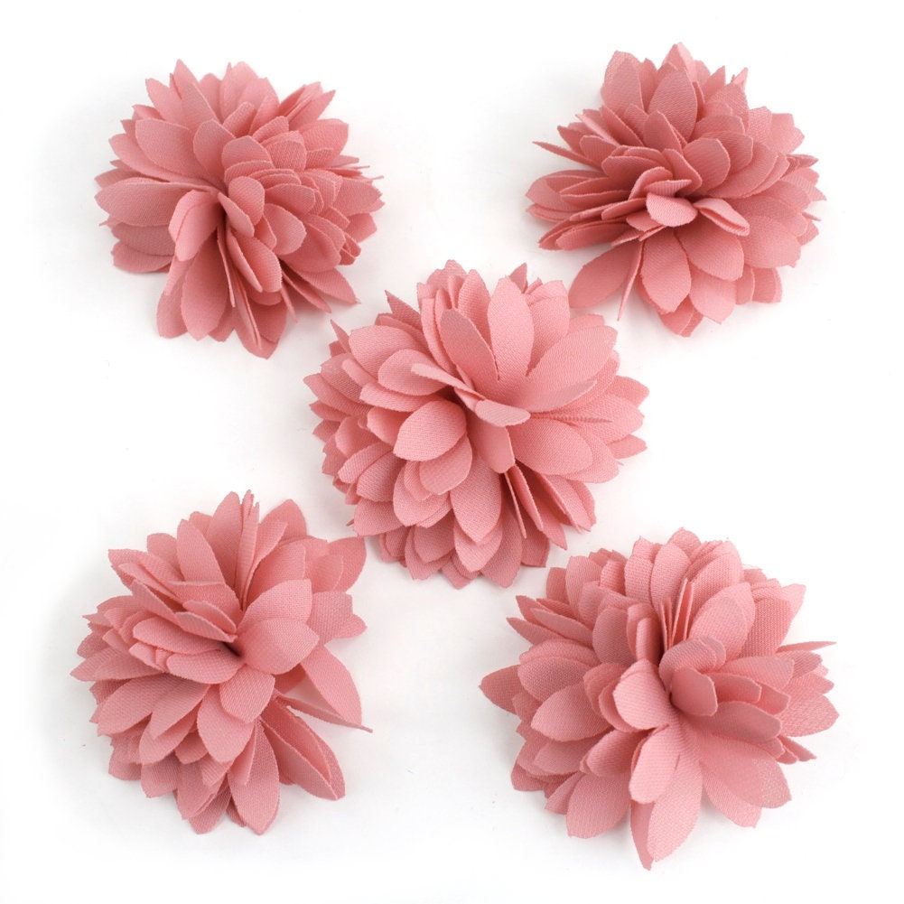 Lot de 5 petites fleurs satin rose poudré