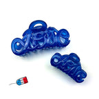 Pince à cheveux "Love" 8,5cm en acétate, bleu,  Made in France