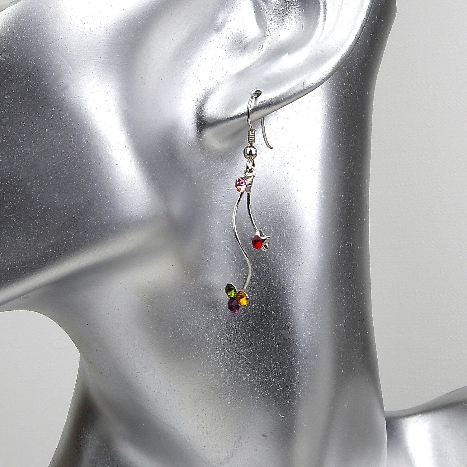 Boucle d'oreille pendante cristal