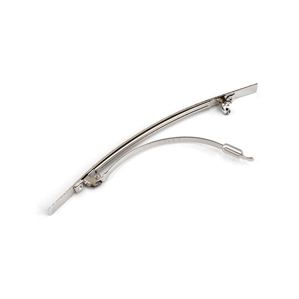 Barrette fine longue en métal strié