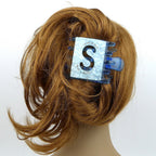 Pince à cheveux plate avec strass S ajouté – 8 x 6,2 cm bleu