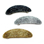 Barrette Cheveux Ovale incurvée 9cm Paillettes, cheveux épais
