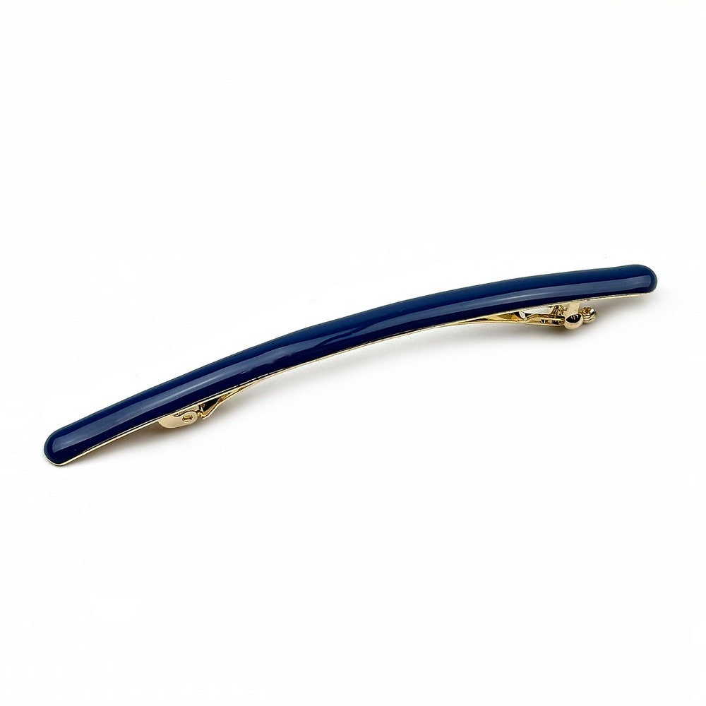 Barrette cheveux émail fine 10cm bleu marine