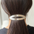 Barrette cheveux ovale métal brossé argent