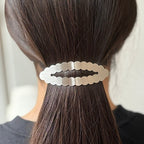 Barrette cheveux ovale métal brossé argent