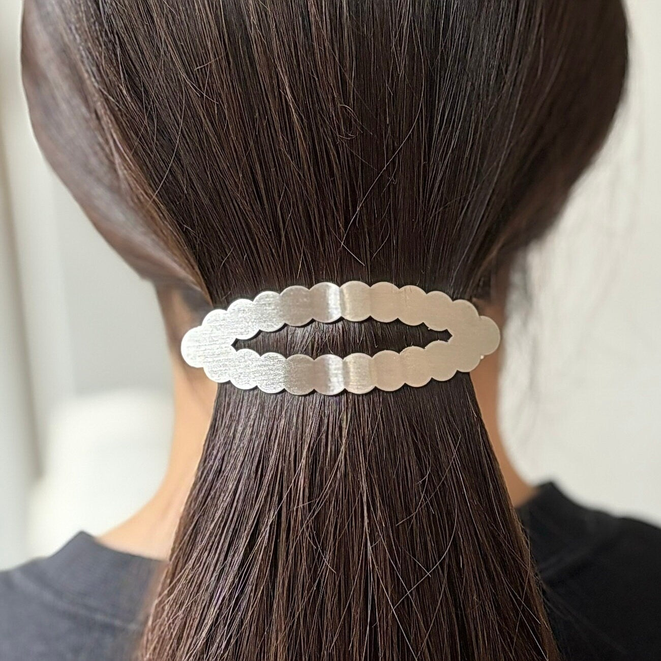 Barrette cheveux ovale métal brossé