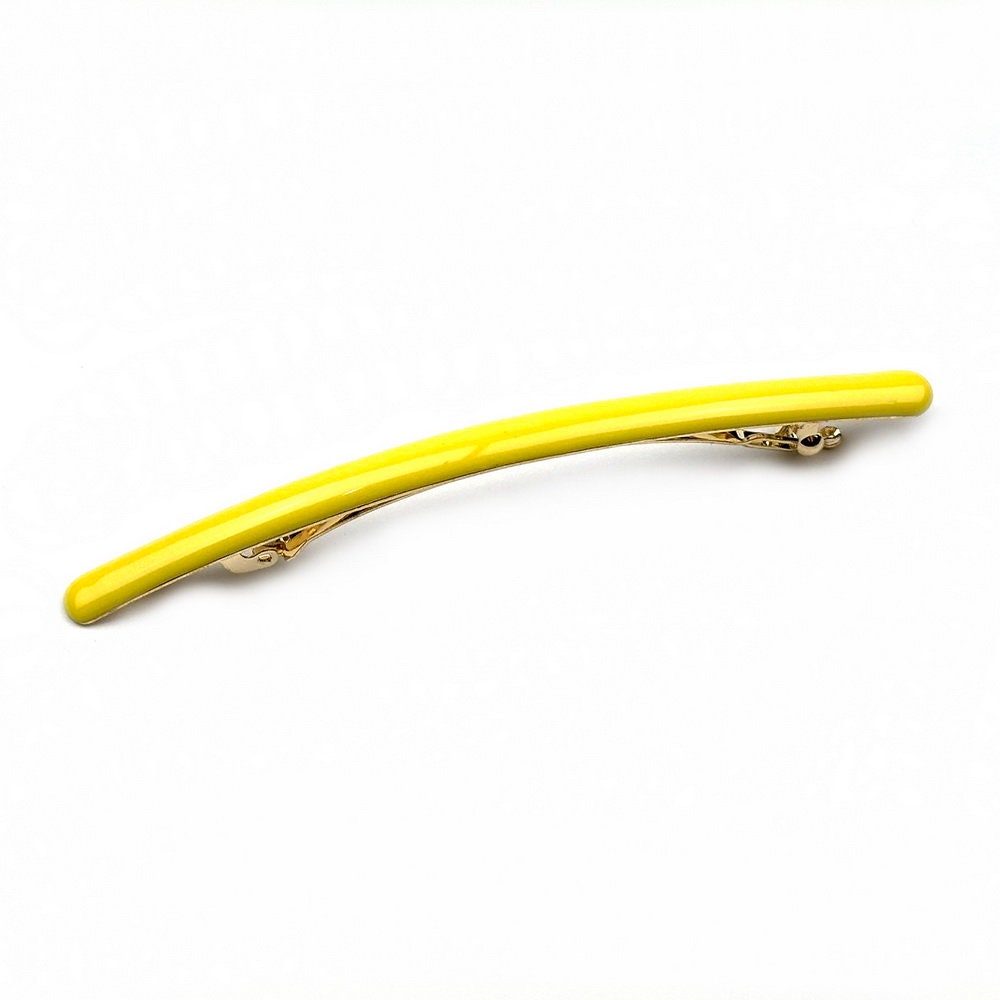 Barrette cheveux émail fine 10cm jaune