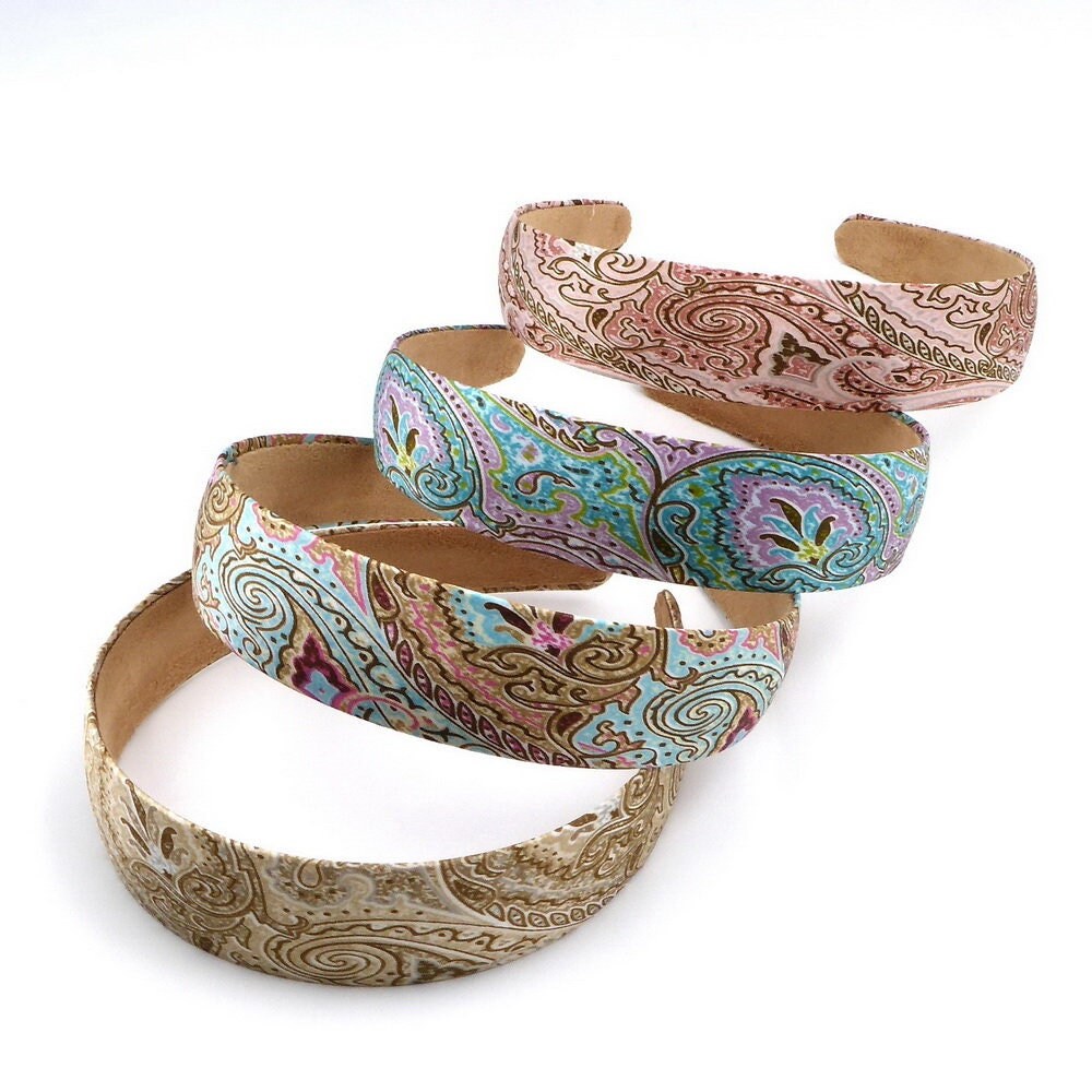 Serre tête satin  imprimé cachemire