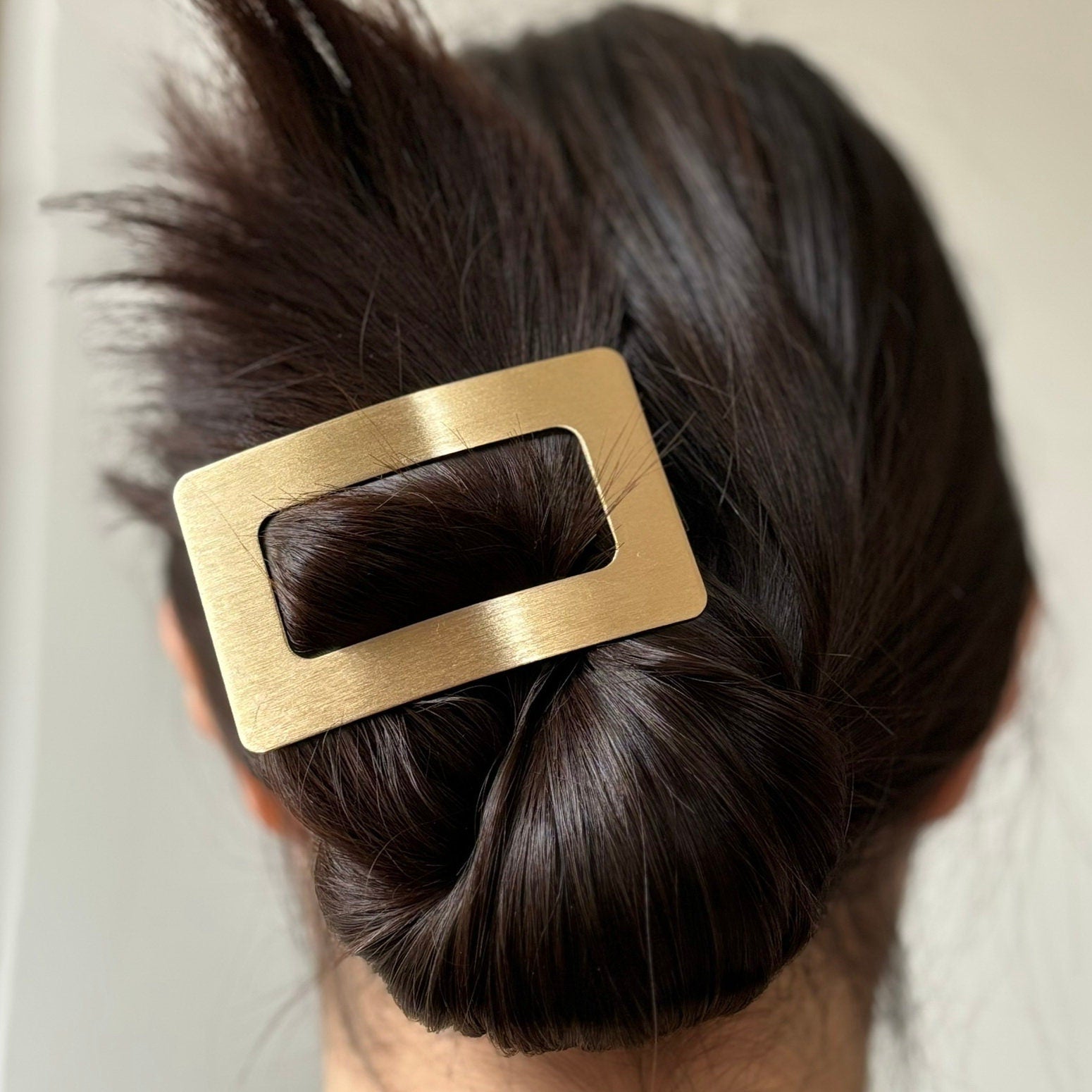 Barrette cheveux rectangulaire en métal brossé 8cm, accessoire cheveux