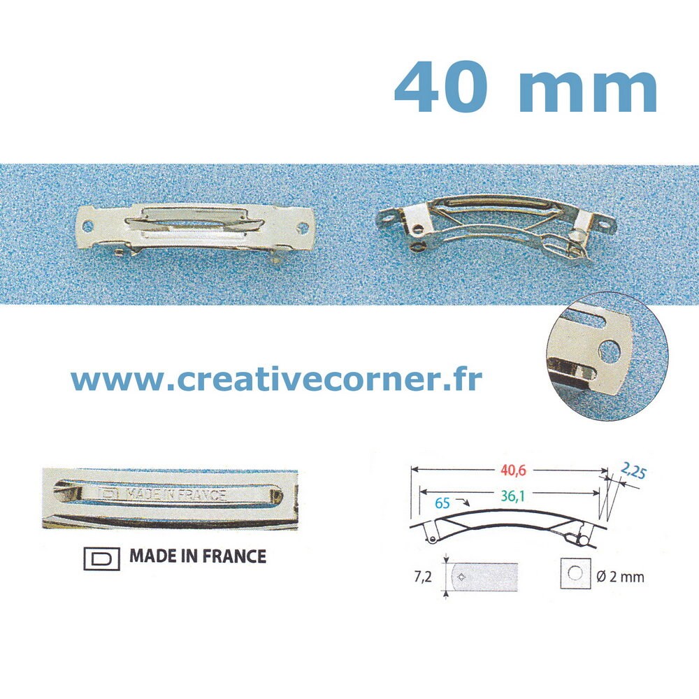 Barrettes 4cm Made in France anallergique sans nickel - Lot de 10