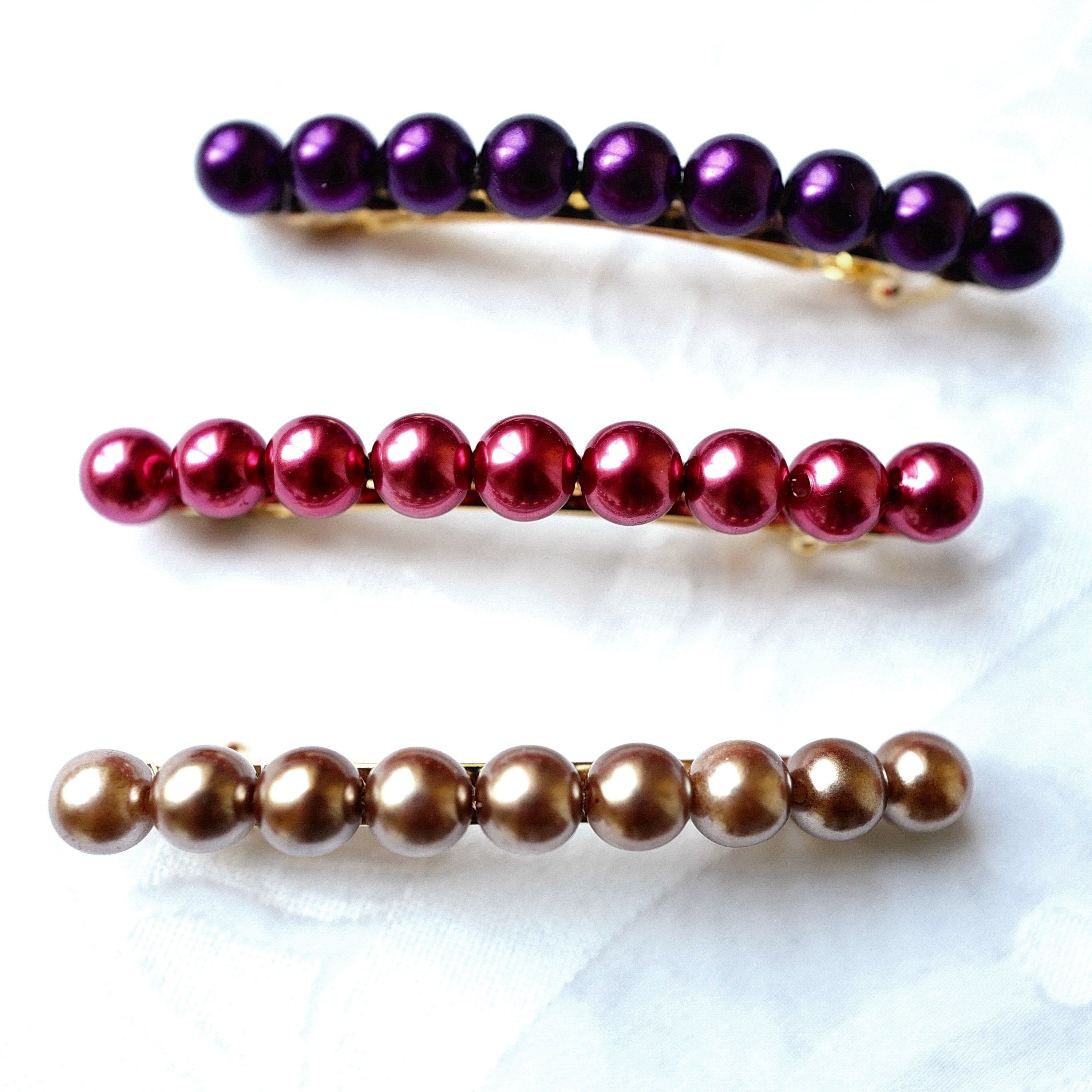 Barrette cheveux 8.5cm perle nacré