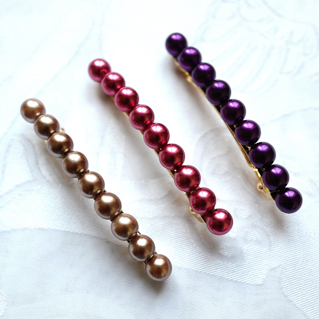 Barrette cheveux 8.5cm perles