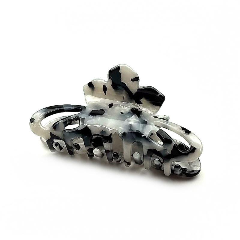 Pince crabe acétate motif tortue – Fait main 8 cm | Gris