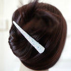 Grande pince cheveux bec concorde paillette 10.5cm - blanc irisé
