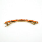 Barrette cheveux fine 8cm, perles de rocaille orange, cheveux fins