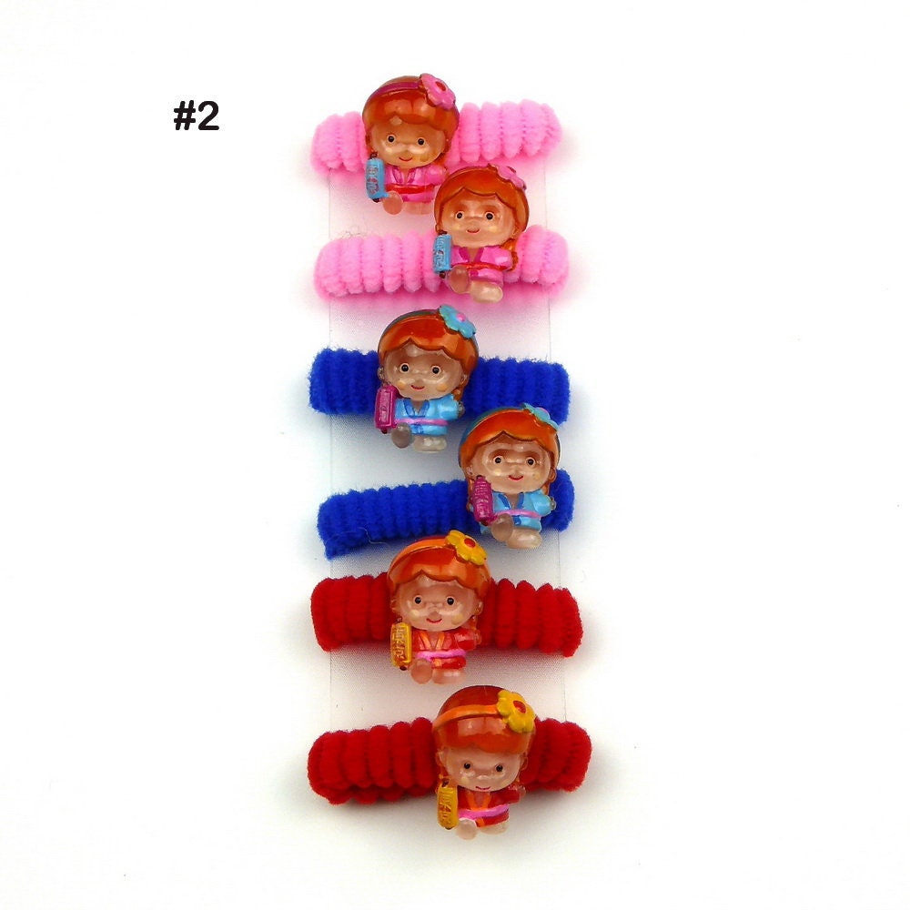Lot de 6 élastiques cheveux enfant poupée