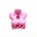 Pince à cheveux crabe motif fleur 4.5cm rose