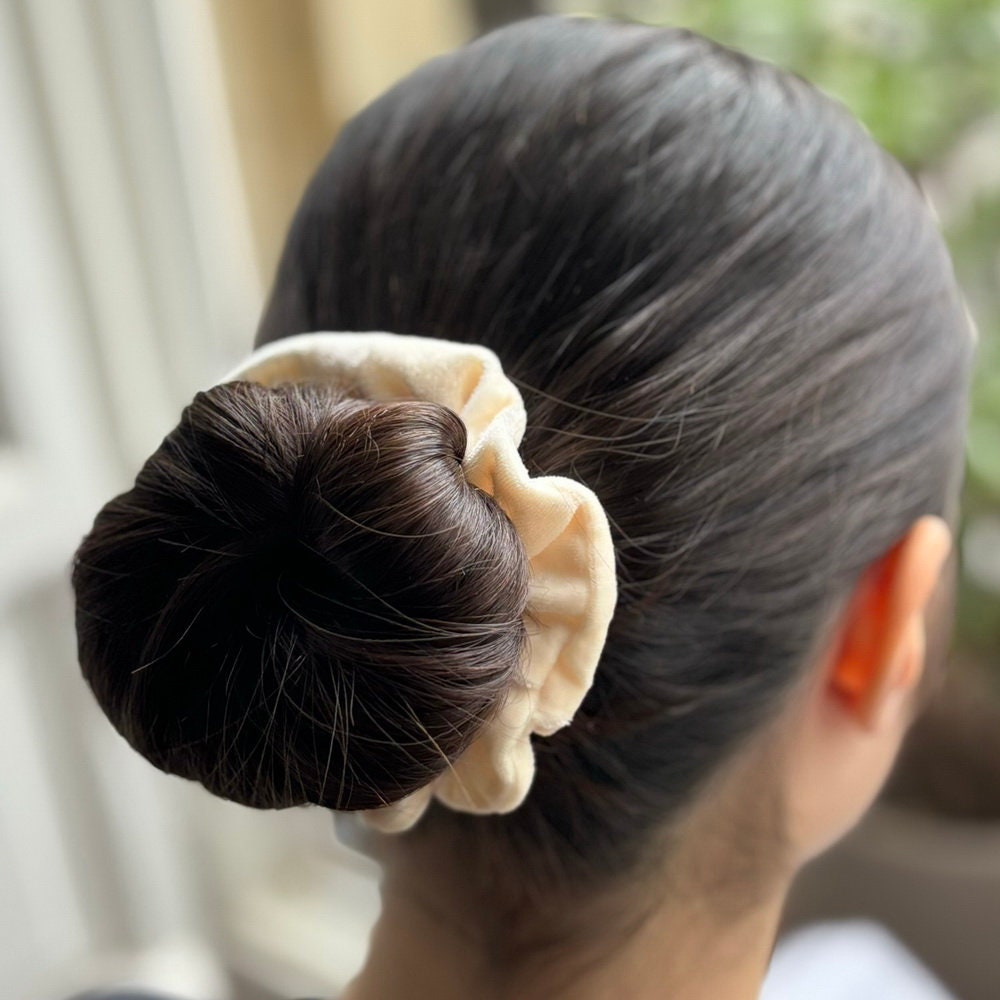 Lot de 2 chouchous scrunchie velours - crème