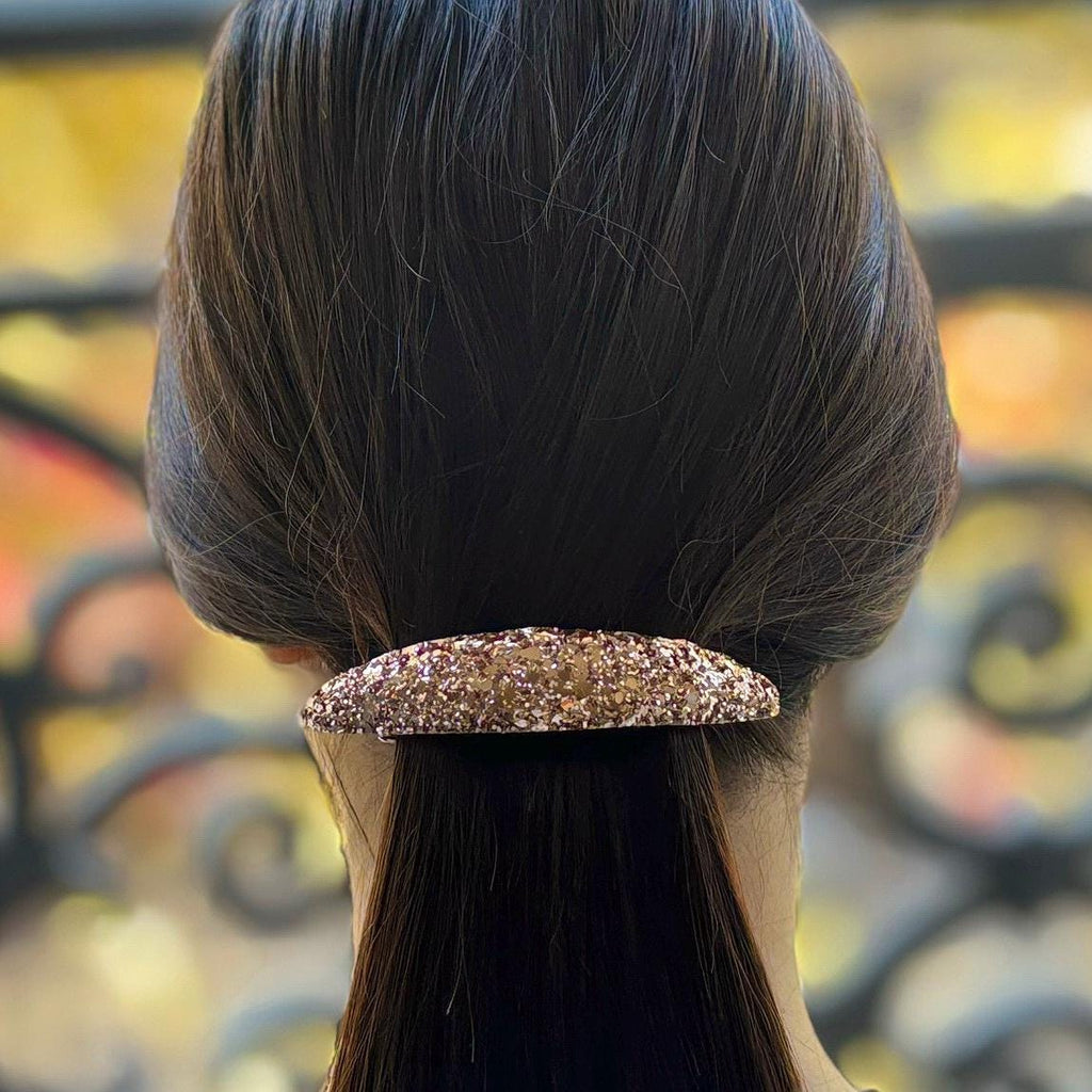 Barrette cheveux ovale 9cm paillettes