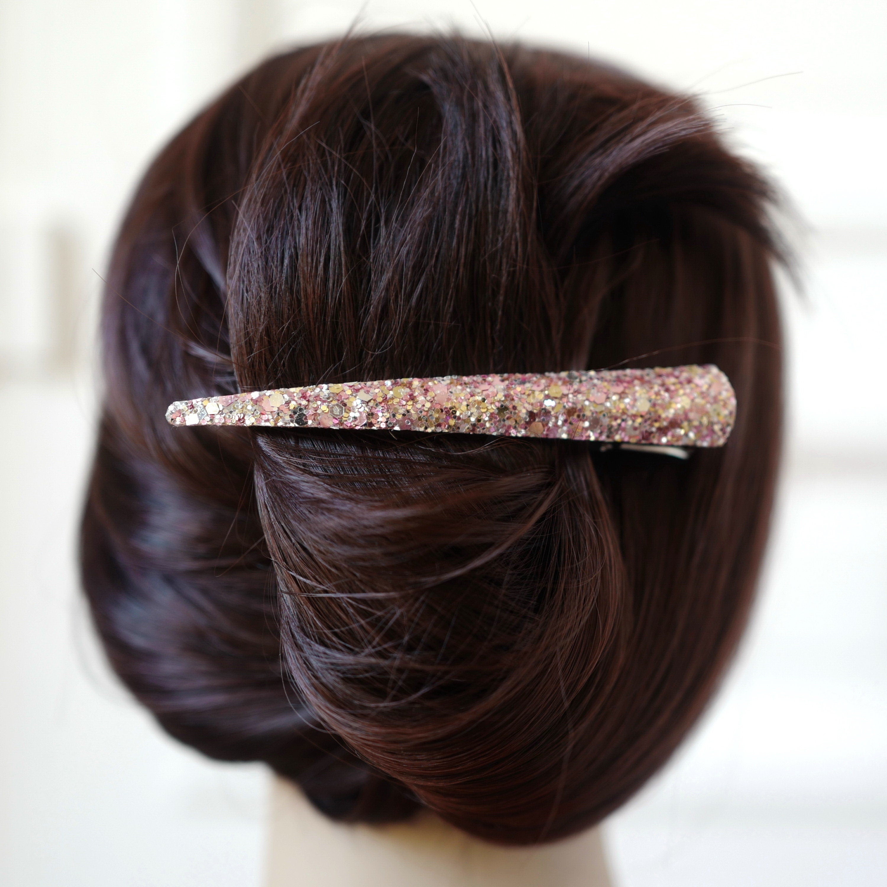 Grande pince cheveux concorde 10.5cm paillette - rose