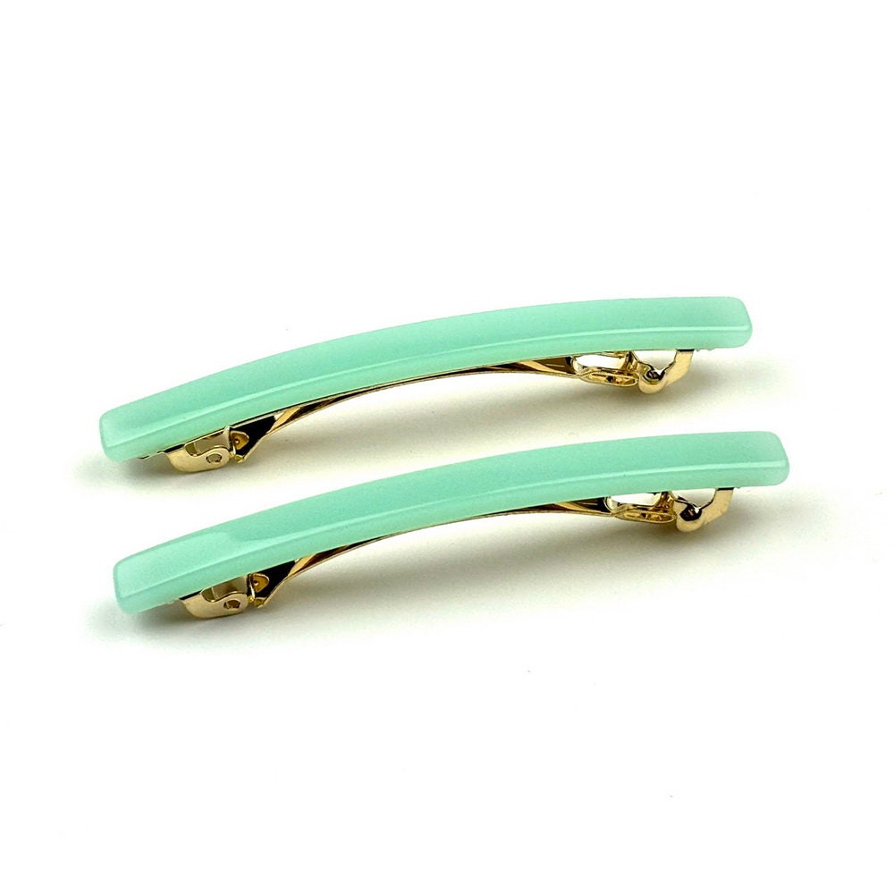 Barrettes cheveux fine 7cm vert eau - Lot de 2