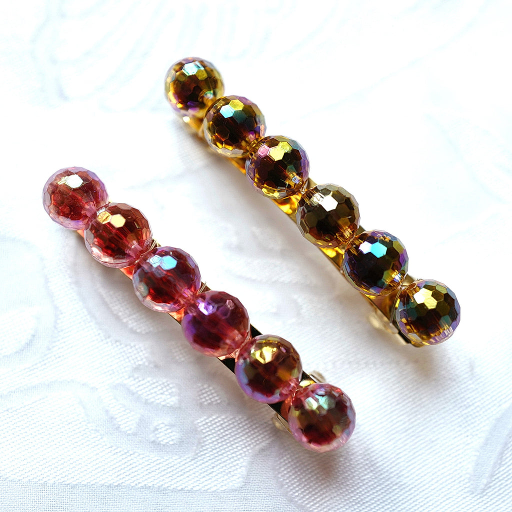 Barrette cheveux perles facette brillantes