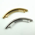 Grande barrette cheveux longue incurvée or argent, cheveux épais
