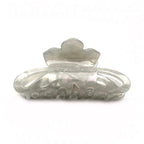 Pince crabe acétate nacrée – Fait main 8 cm | blanc opal