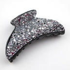 Pince à cheveux crabe 9cm recouverte de paillettes - argent