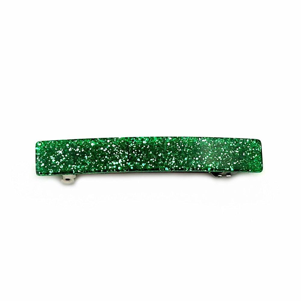 Barrette Cheveux Paillettes 8cm Acétate Fait Main vert