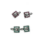Barrettes cheveux carré en métal et strass 