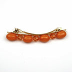 Barrette cheveux 8cm perles orange, cheveux fins