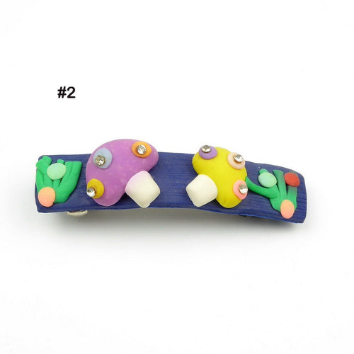 Barrette cheveux champignon en polymère