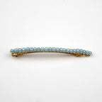 Barrette Cheveux Fine Perles de Rocaille Bleu 8cm
