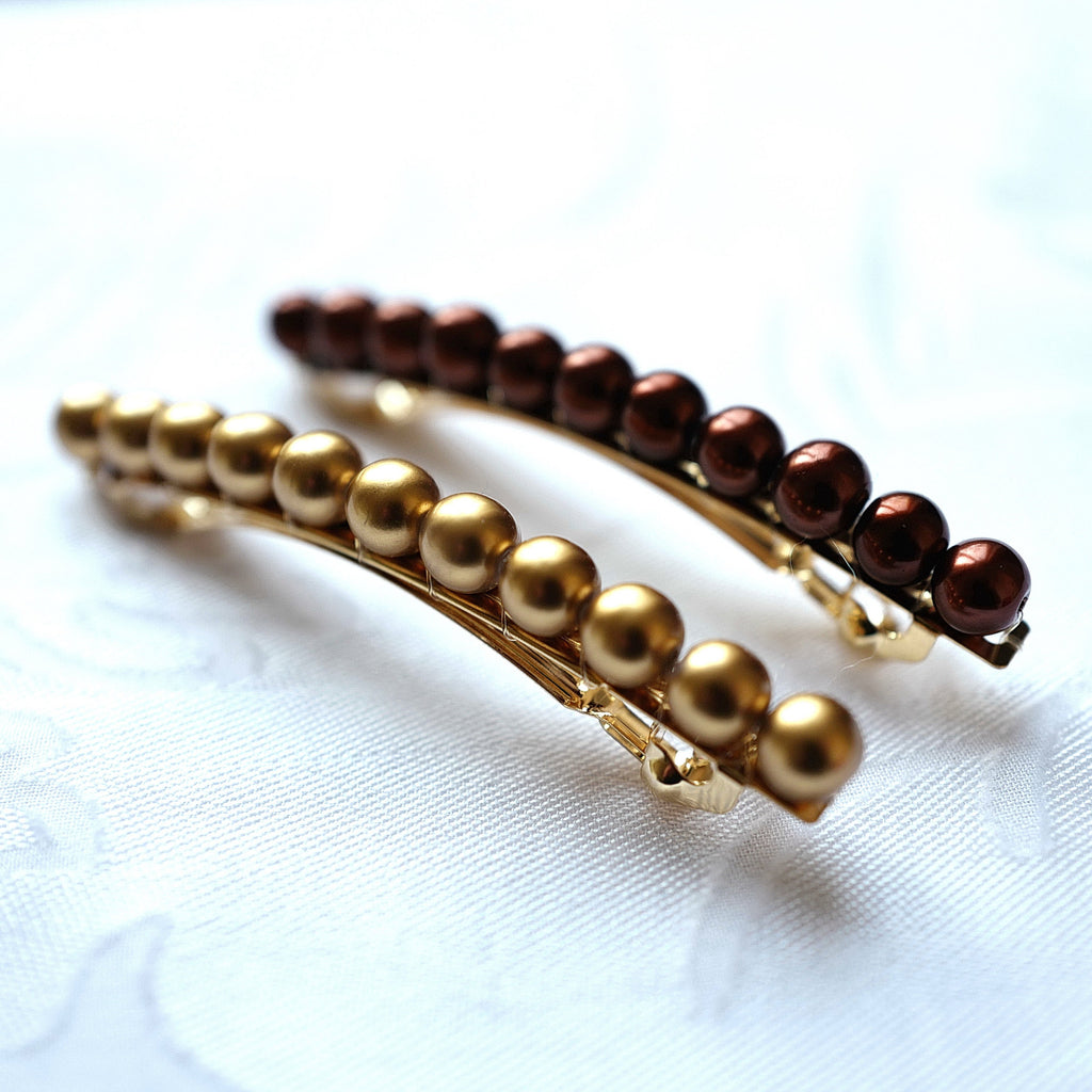 Barrette cheveux 8.5cm, perles nacrées