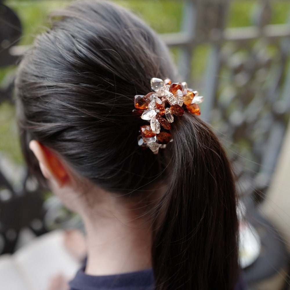 Elastique cheveux ou bracelet perles transparente