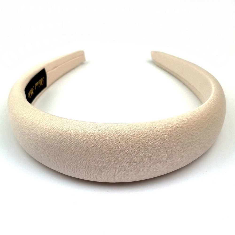 Serre tête cheveux satin large - poudré