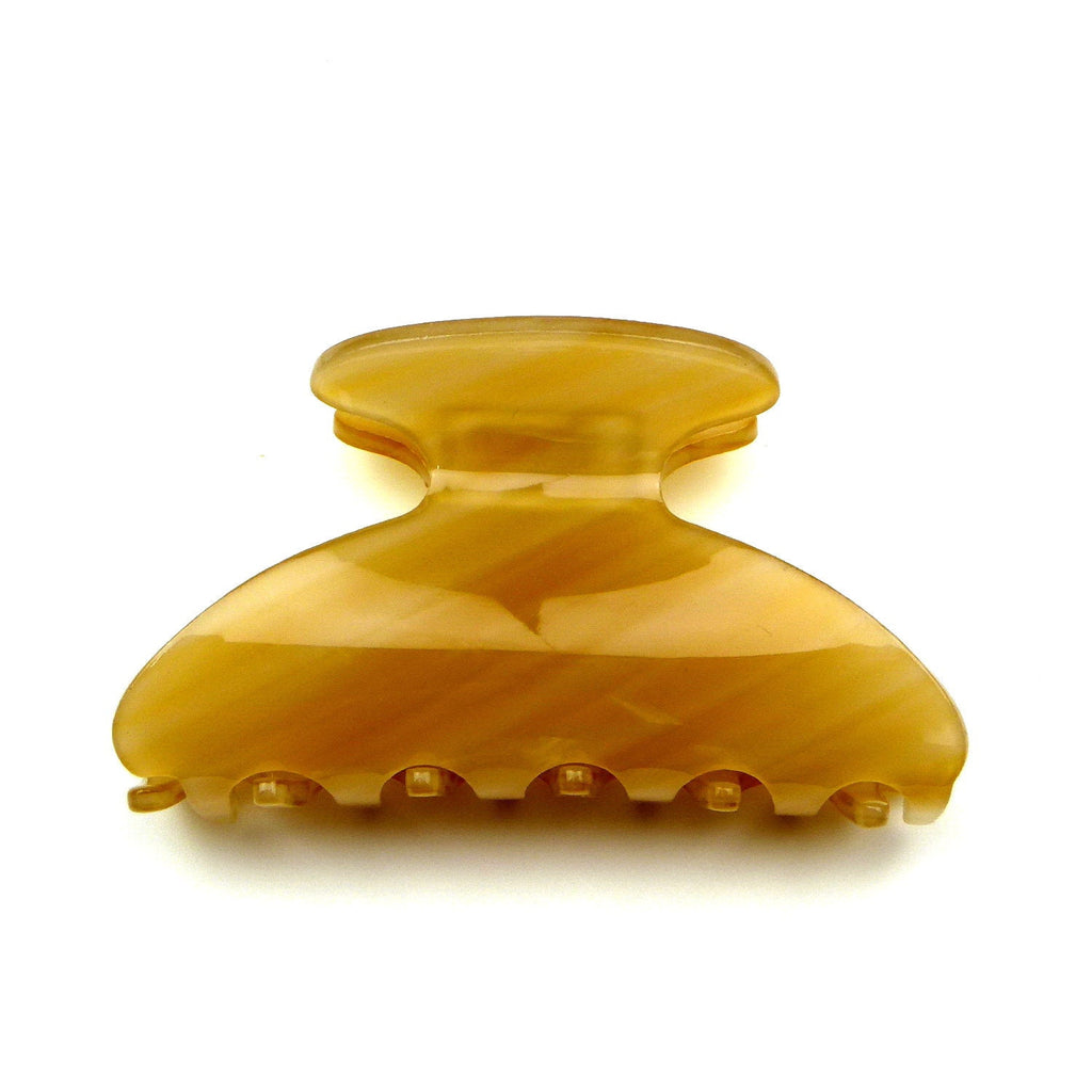 Pince cheveux motif corne jaune moutarde 8cm fait main
