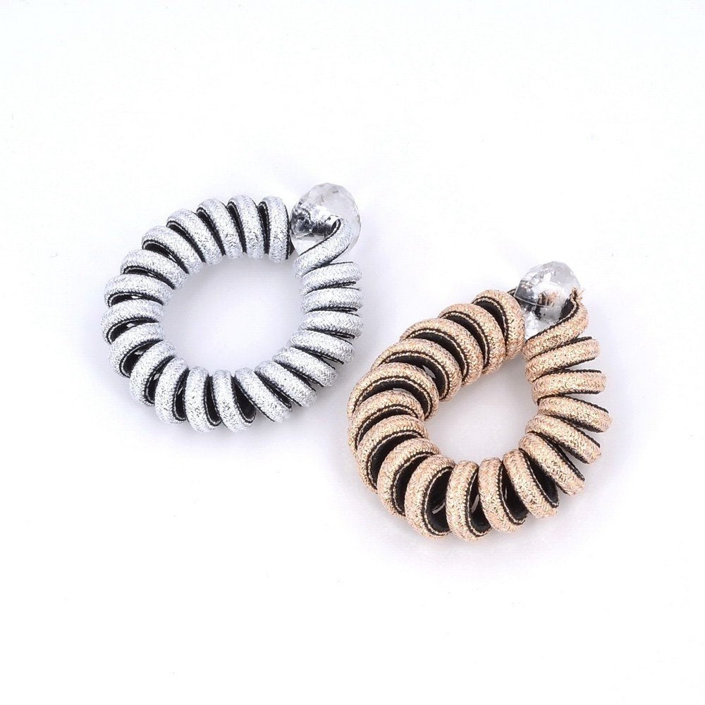 2 élastiques spirales torsadés en fil polyester doré et argenté